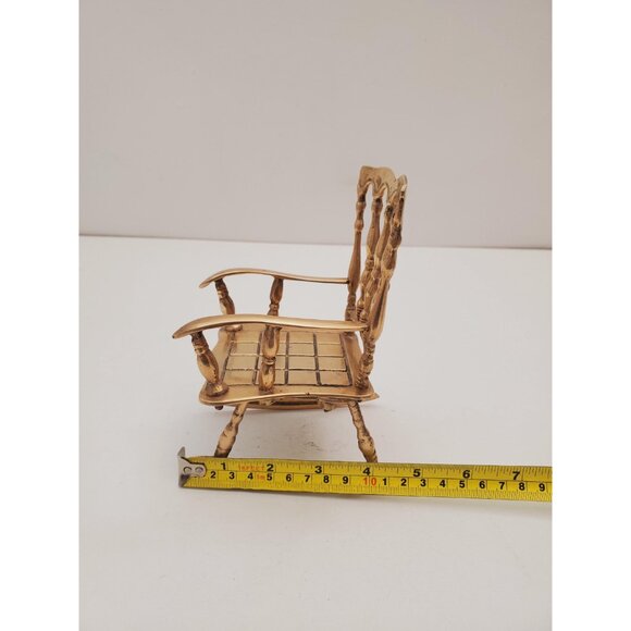 Decorative Vintage Brass Rocking Chair, Accent Piece, Doll Rocker - Decorative - Picture 9 of 10
